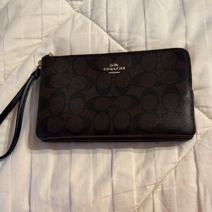 Coach Signature Black and Brown Wristlet